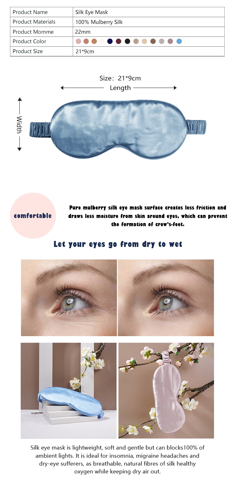 22mm Sky Blue 100% Pure High Quality Mulberry Silk Eye Mask