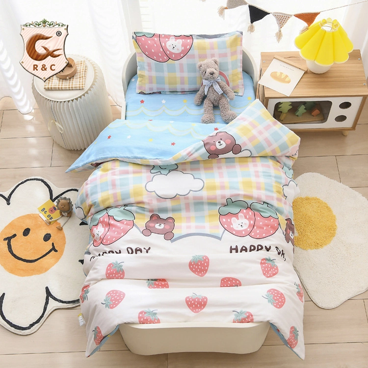 Pure Cotton Cartoon Printed Duvet Cover Kids Bedding Set Full Size Bedding